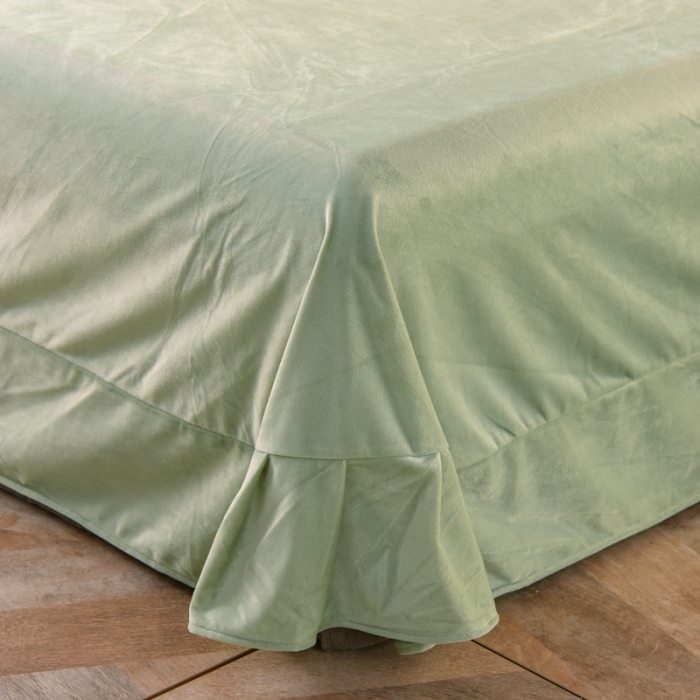 91家纺网 家纺一手货源 找家纺 唐人居 2025新款宝宝绒毛巾绣雏菊系列四件套雏菊物语苹果绿