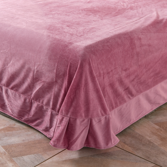 91家纺网 家纺一手货源 找家纺 唐人居 2025新款宝宝绒毛巾绣雏菊系列四件套冬恋雏菊-豆沙