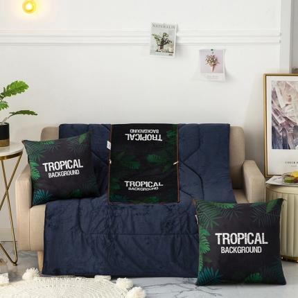 91家纺网 家纺一手货源 找家纺 宝马家纺2022多功能加厚荷兰绒水晶绒数码印花抱枕被 绿叶情