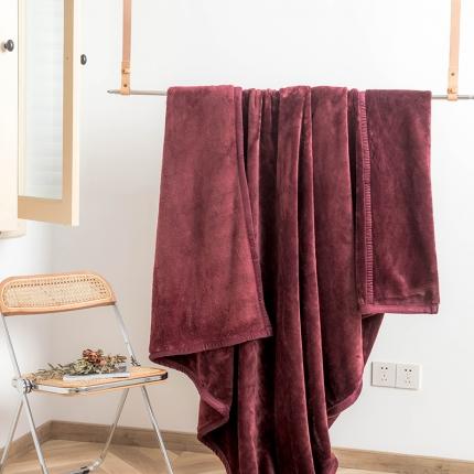 91家纺网 家纺一手货源 找家纺 寐眠 2020新款法莱绒毛毯 酒红