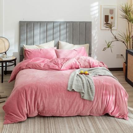 91家纺网 家纺一手货源 找家纺 寐眠 2020新款秋冬加厚天鹅绒四件套 亮粉纯色