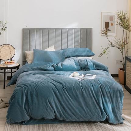 91家纺网 家纺一手货源 找家纺 寐眠 2020新款秋冬加厚天鹅绒四件套 雾蓝纯色