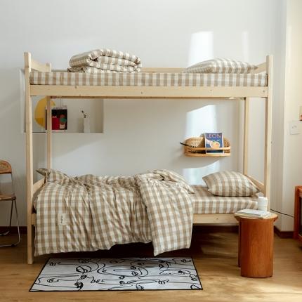 91家纺网 家纺一手货源 找家纺 寐眠 2021新款全棉水洗棉无印学生三件套四件套 米中格