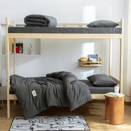 91家纺网 家纺一手货源 找家纺 寐眠 2021新款全棉水洗棉无印学生三件套四件套 浅灰纯色