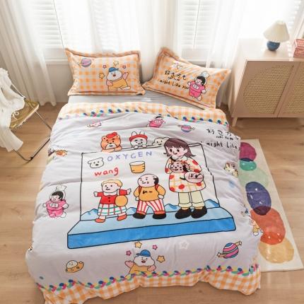 91家纺网 家纺一手货源 找家纺 （总）柚子 2020新款牛奶绒印花大版四件套