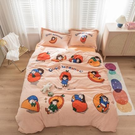 91家纺网 家纺一手货源 找家纺 （总）柚子 2020新款牛奶绒印花大版四件套