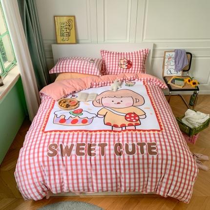 91家纺网 家纺一手货源 找家纺 （总）柚子 2020新款牛奶绒印花大版四件套