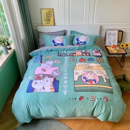 91家纺网 家纺一手货源 找家纺 （总）柚子 2020新款牛奶绒印花大版四件套