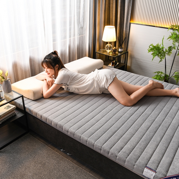 91家纺网 家纺一手货源 找家纺 富威堡 2023新款牛奶绒硬质棉床垫 开心一刻灰