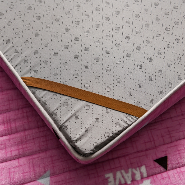 91家纺网 家纺一手货源 找家纺 富威堡 2023新款牛奶绒硬质棉床垫 一鹿为伴粉