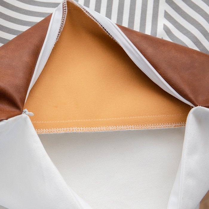 91家纺网 家纺一手货源 找家纺 （总）美茉家居 2020新款皮革帆布双拼系列抱枕