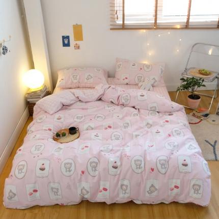 91家纺网 家纺一手货源 找家纺 窝米2020秋季13370全棉四件套萌宠风系列 猴子猫咪