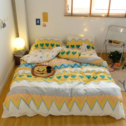 91家纺网 家纺一手货源 找家纺 窝米2020秋季13370全棉四件套萌宠风系列 是心动啊黄