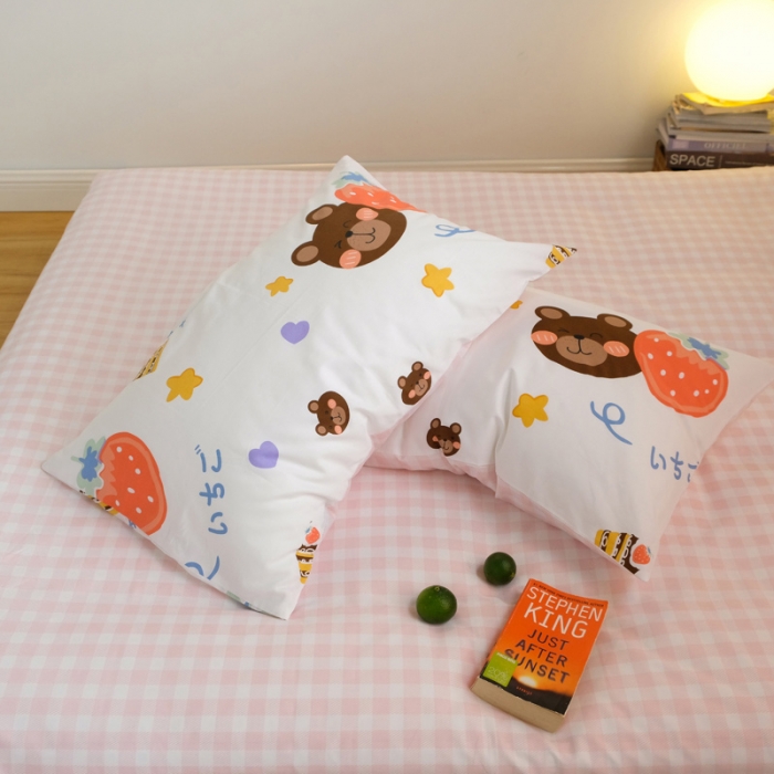 91家纺网 家纺一手货源 找家纺 窝米2020秋季13370全棉四件套萌宠风系列 草莓熊