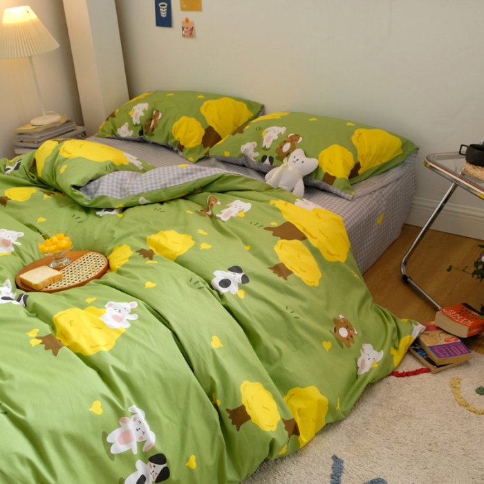 91家纺网 家纺一手货源 找家纺 窝米2020秋季13370全棉四件套萌宠风系列 丛林物语