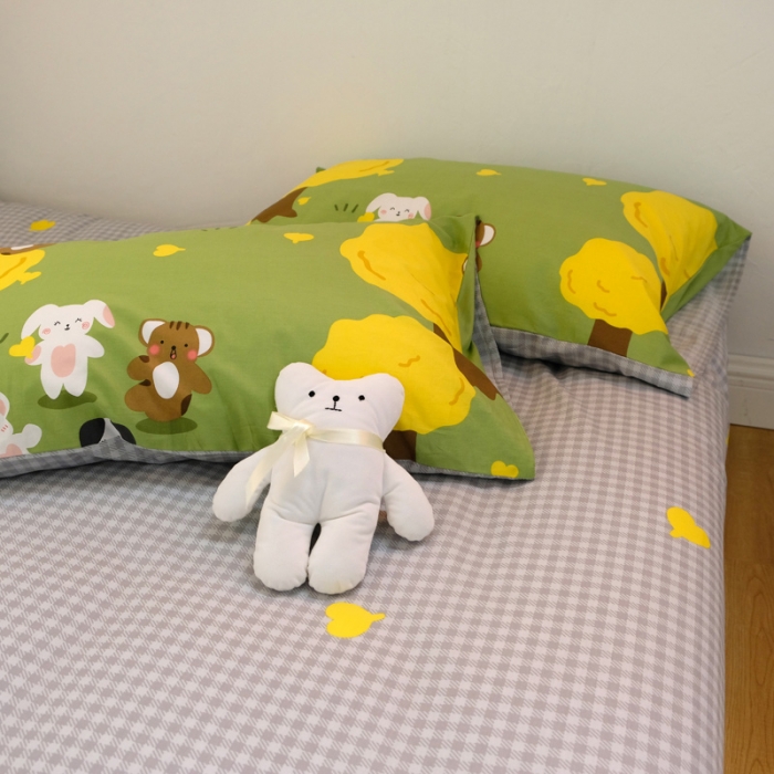 91家纺网 家纺一手货源 找家纺 窝米2020秋季13370全棉四件套萌宠风系列 丛林物语