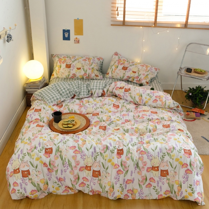 91家纺网 家纺一手货源 找家纺 窝米2020秋季13370全棉四件套萌宠风系列 好伙伴