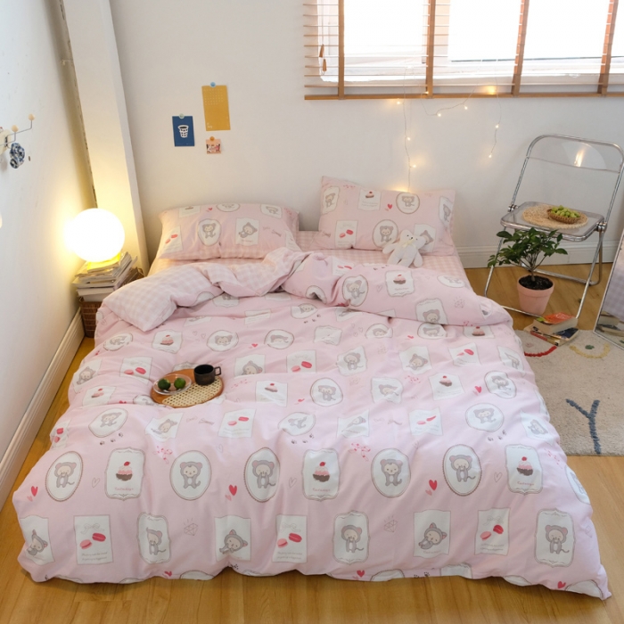 91家纺网 家纺一手货源 找家纺 窝米2020秋季13370全棉四件套萌宠风系列 猴子猫咪