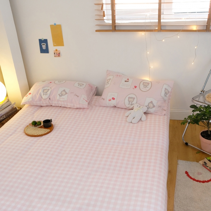 91家纺网 家纺一手货源 找家纺 窝米2020秋季13370全棉四件套萌宠风系列 猴子猫咪