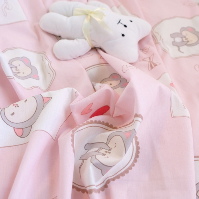 91家纺网 家纺一手货源 找家纺 窝米2020秋季13370全棉四件套萌宠风系列 猴子猫咪