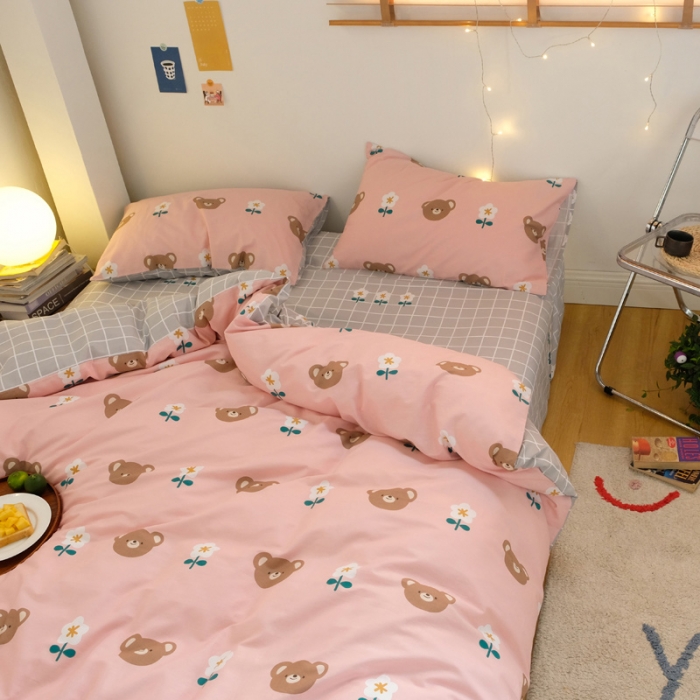 91家纺网 家纺一手货源 找家纺 窝米2020秋季13370全棉四件套萌宠风系列 欢乐熊