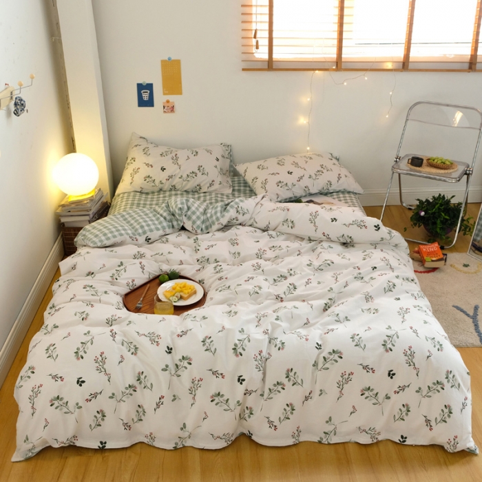 91家纺网 家纺一手货源 找家纺 窝米2020秋季13370全棉四件套萌宠风系列 绿茵