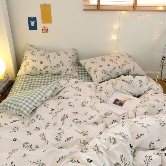 91家纺网 家纺一手货源 找家纺 窝米2020秋季13370全棉四件套萌宠风系列 绿茵