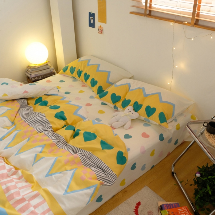 91家纺网 家纺一手货源 找家纺 窝米2020秋季13370全棉四件套萌宠风系列 是心动啊黄