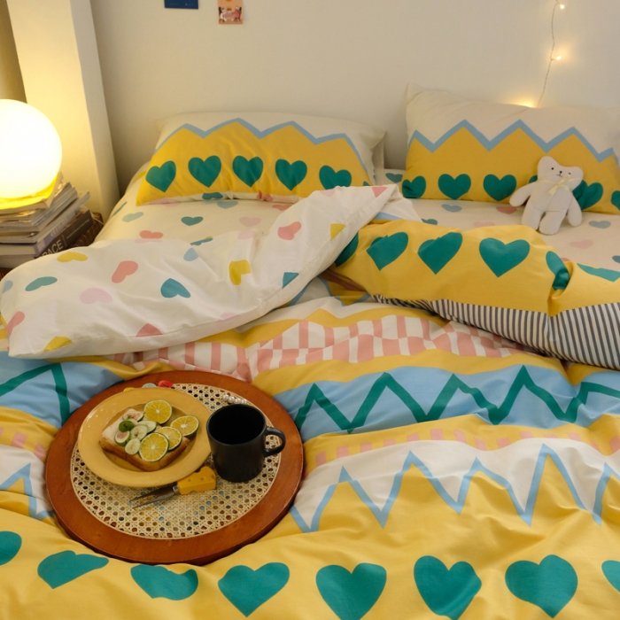 91家纺网 家纺一手货源 找家纺 窝米2020秋季13370全棉四件套萌宠风系列 是心动啊黄