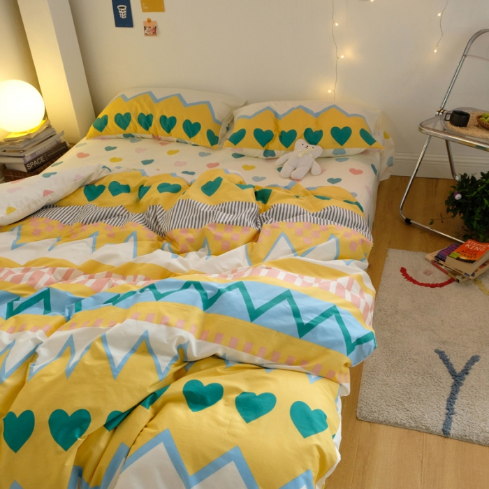 91家纺网 家纺一手货源 找家纺 窝米2020秋季13370全棉四件套萌宠风系列 是心动啊黄