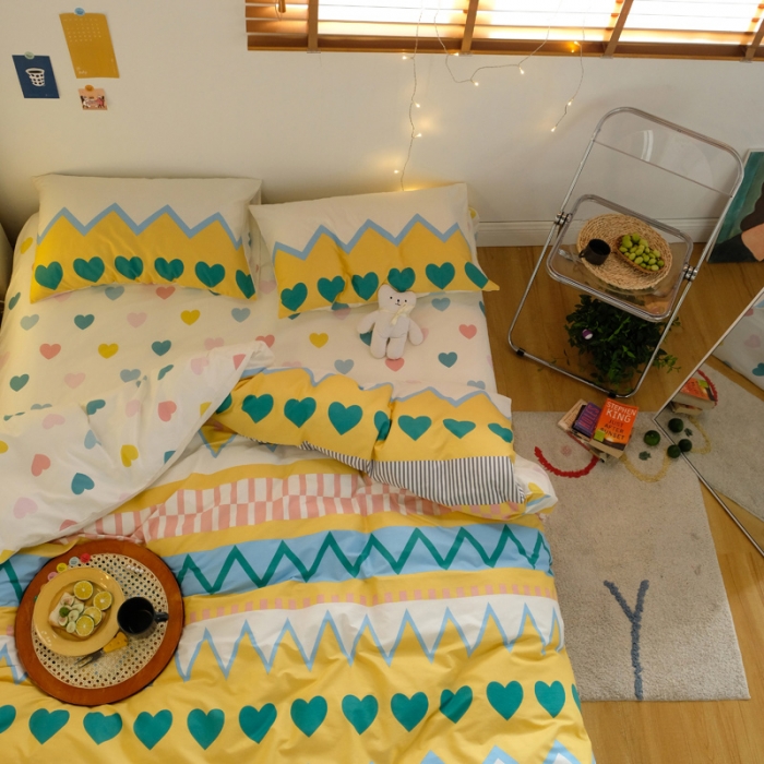 91家纺网 家纺一手货源 找家纺 窝米2020秋季13370全棉四件套萌宠风系列 是心动啊黄