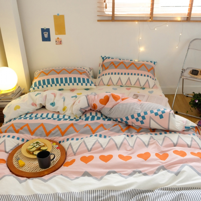 91家纺网 家纺一手货源 找家纺 窝米2020秋季13370全棉四件套萌宠风系列 是心动啊桔