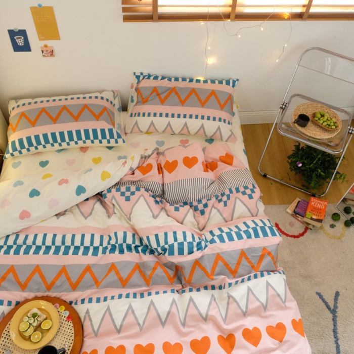 91家纺网 家纺一手货源 找家纺 窝米2020秋季13370全棉四件套萌宠风系列 是心动啊桔