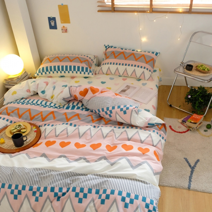 91家纺网 家纺一手货源 找家纺 窝米2020秋季13370全棉四件套萌宠风系列 是心动啊桔