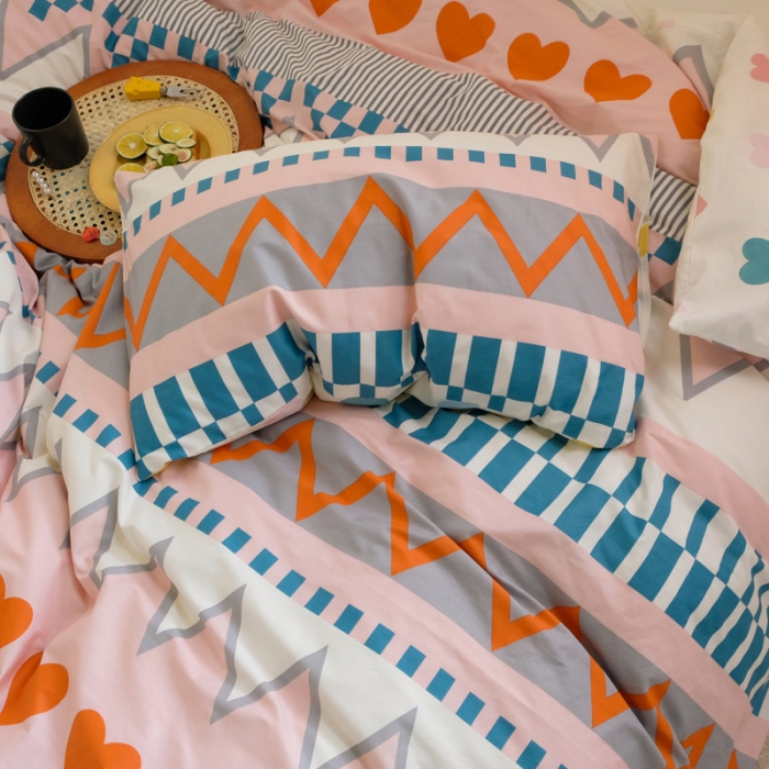 91家纺网 家纺一手货源 找家纺 窝米2020秋季13370全棉四件套萌宠风系列 是心动啊桔