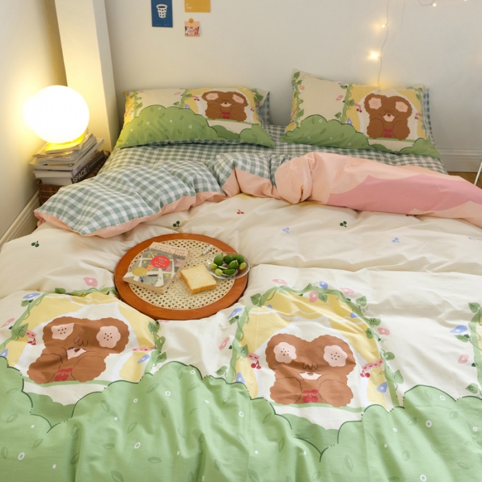 91家纺网 家纺一手货源 找家纺 窝米2020秋季13370全棉四件套萌宠风系列 汤姆熊