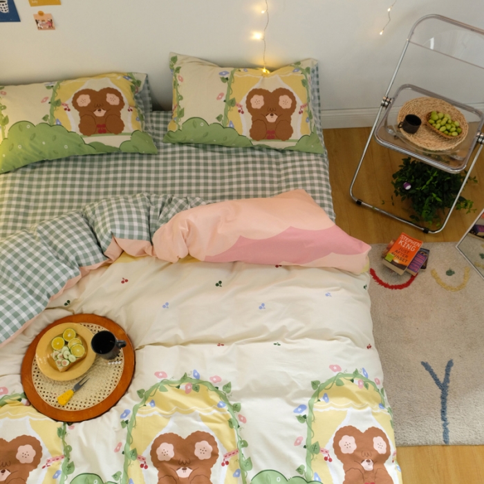 91家纺网 家纺一手货源 找家纺 窝米2020秋季13370全棉四件套萌宠风系列 汤姆熊