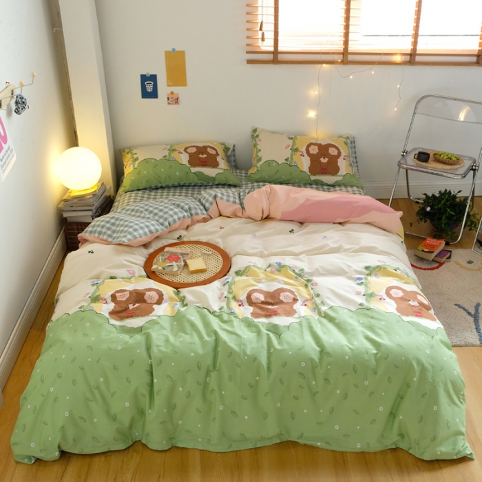 91家纺网 家纺一手货源 找家纺 窝米2020秋季13370全棉四件套萌宠风系列 汤姆熊