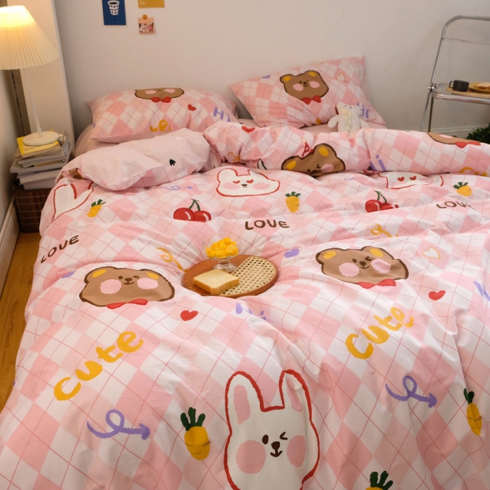 91家纺网 家纺一手货源 找家纺 窝米2020秋季13370全棉四件套萌宠风系列 兔兔的大晴天