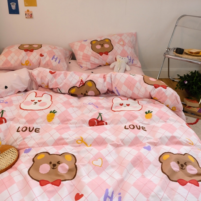 91家纺网 家纺一手货源 找家纺 窝米2020秋季13370全棉四件套萌宠风系列 兔兔的大晴天