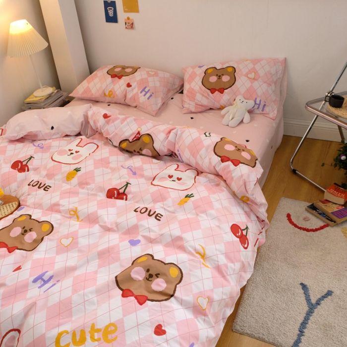 91家纺网 家纺一手货源 找家纺 窝米2020秋季13370全棉四件套萌宠风系列 兔兔的大晴天