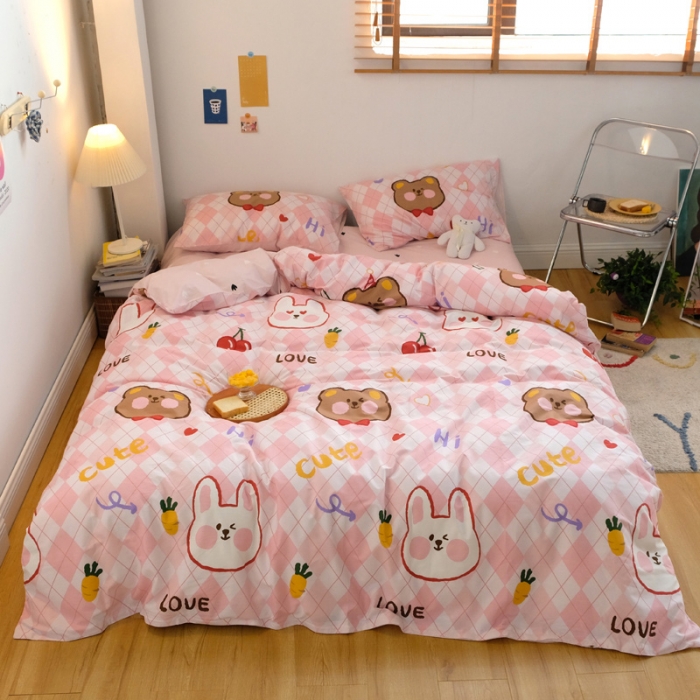 91家纺网 家纺一手货源 找家纺 窝米2020秋季13370全棉四件套萌宠风系列 兔兔的大晴天