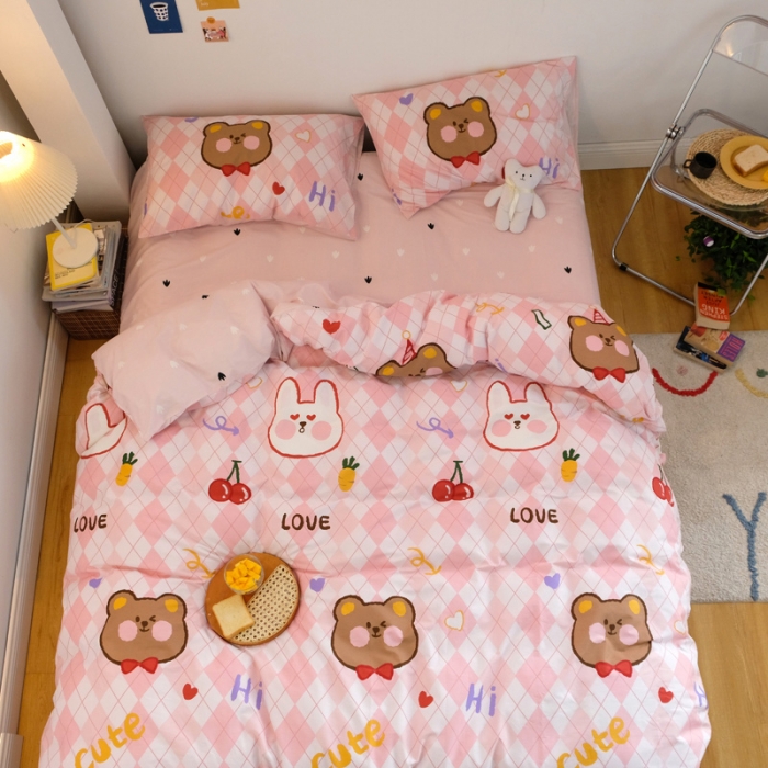 91家纺网 家纺一手货源 找家纺 窝米2020秋季13370全棉四件套萌宠风系列 兔兔的大晴天