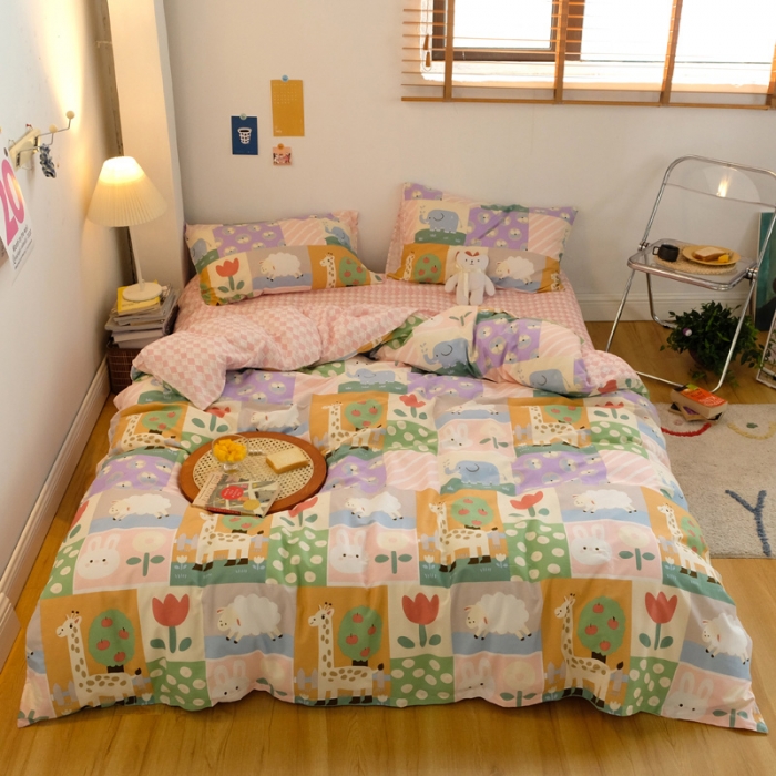 91家纺网 家纺一手货源 找家纺 窝米2020秋季13370全棉四件套萌宠风系列 小绵绵