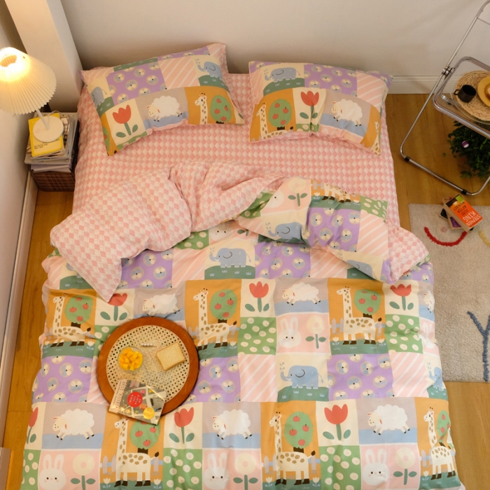 91家纺网 家纺一手货源 找家纺 窝米2020秋季13370全棉四件套萌宠风系列 小绵绵