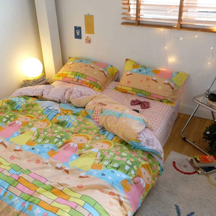 91家纺网 家纺一手货源 找家纺 窝米2020秋季13370全棉四件套萌宠风系列 一起旅行