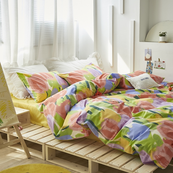 91家纺网 家纺一手货源 找家纺 怡家居 2021新款全棉田园四件套 彩色玫瑰