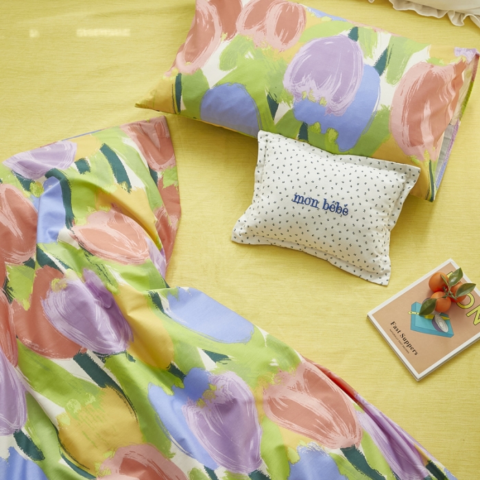 91家纺网 家纺一手货源 找家纺 怡家居 2021新款全棉田园四件套 彩色玫瑰