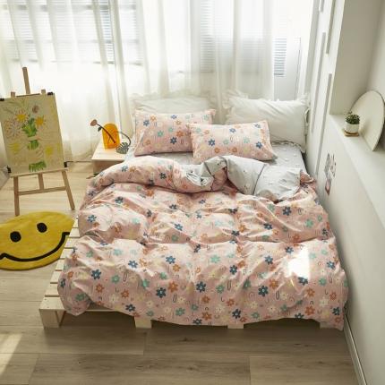 怡家居 2021新款全棉田园四件套 蝶舞-粉