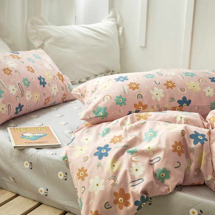 91家纺网 家纺一手货源 找家纺 怡家居 2021新款全棉田园四件套 蝶舞-粉